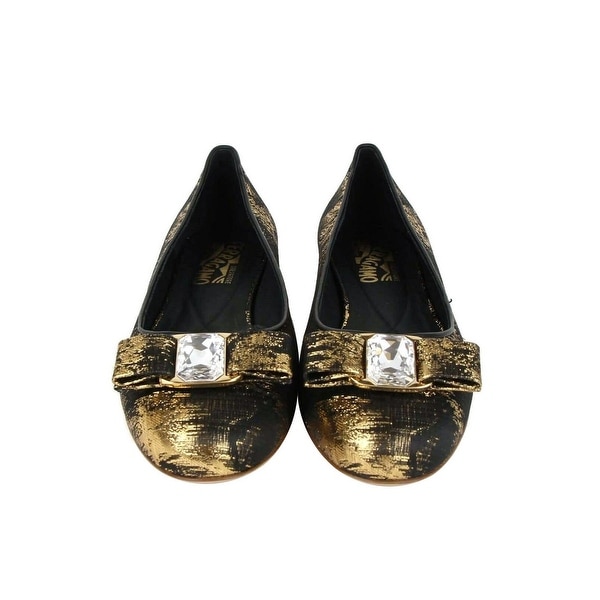 Black and gold flats Clearance