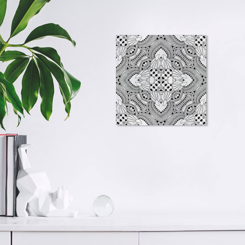 Wynwood Studio Canvas Abstract Deco Shine Onyx Black and Modern & Contemporary Wall Art Canvas Print - 12 x 12