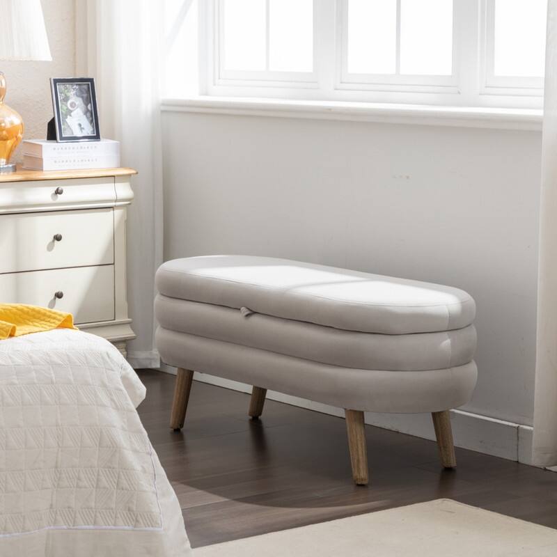 44.88" Seat Widths Soft Velvet Storage Ottoman Footrest Stool
