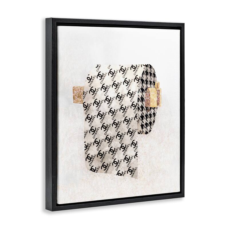 Stupell Fashion Glam Toilet Paper Designer Detailing Floater Frame - Off-White