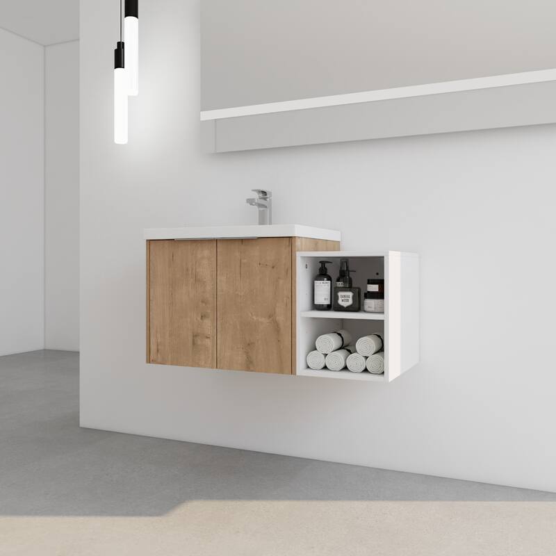 36 Inch Soft Close Doors Bathroom Vanity With Sink, A Small Storage Shelves, 24" and 12" Combination Cabinet