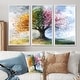 preview thumbnail 10 of 16, Designart - Pink Tree With Four Seasons - Tree of Life Canvas Wall Art Set - Traditional Framed Wall Art 3 Pieces 38 in. W x 28 in. H - Wood - White