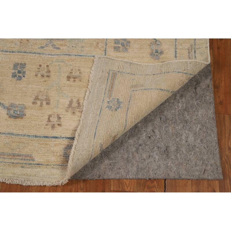 Floral Beige Vegetable Dye Oushak Turkish Rug Hand-Knotted Wool Carpet - 8'1"x 10'2"