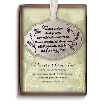Curata Those We Love. Memorial Poem Silver-Tone Engravable Ornament Boxed