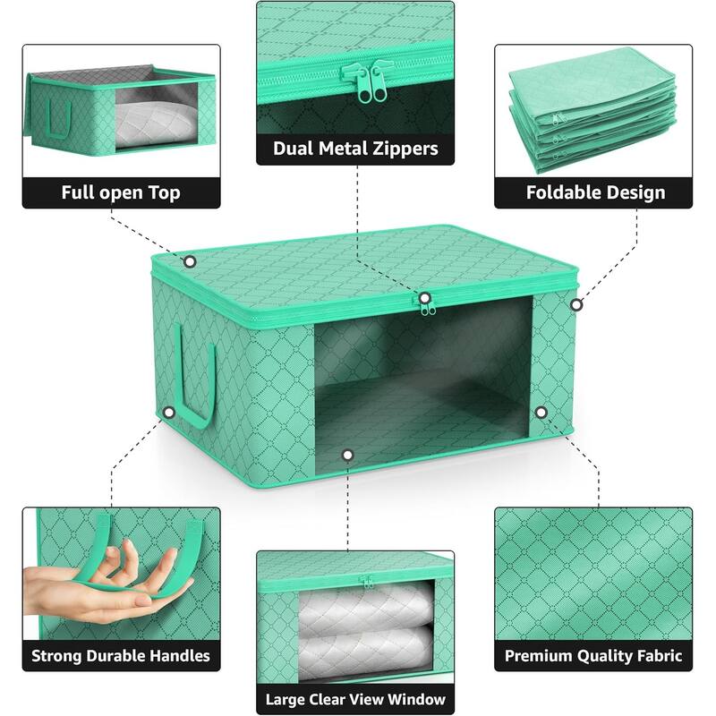 Sorbus Medium Clothes Storage Bags with Window, Lids, and Handles 8 Pack - 19"L x 13.5"W x 7.5"H