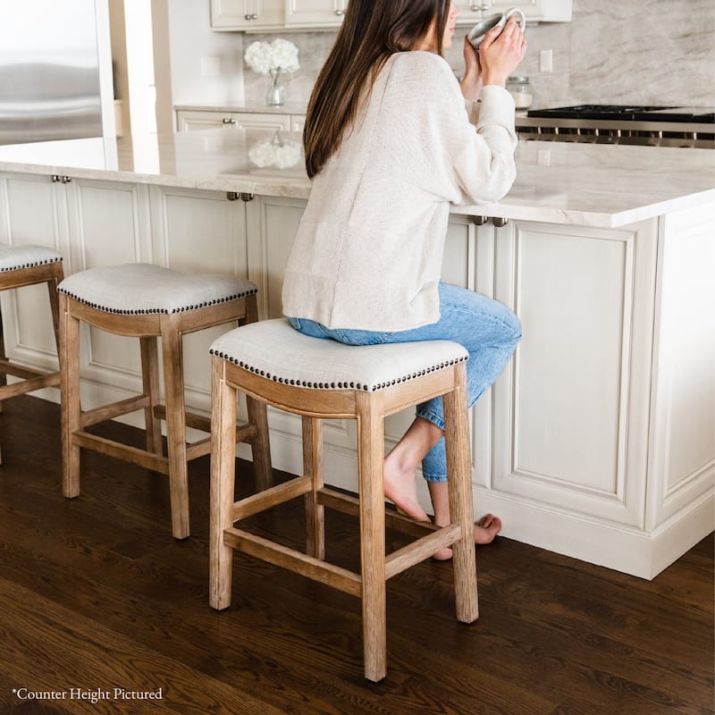 Maven Lane 31" Adrien Saddle Kitchen Bar Height Stool - N/A