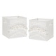 preview thumbnail 1 of 2, Ivory Boho Bohemian Collection Foldable Fabric Storage Bins - Gender Neutral Off White Farmhouse Chic Minimalist Fringe