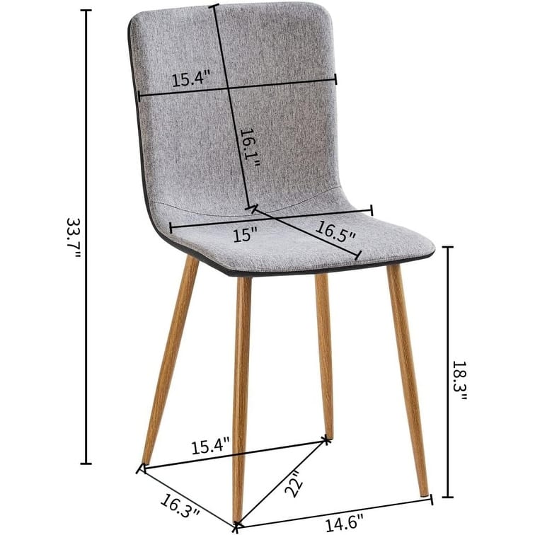 Scandinavian Dining Chair with Comfy Grey Fabric Cushion PU Back Sturdy Oak Legs