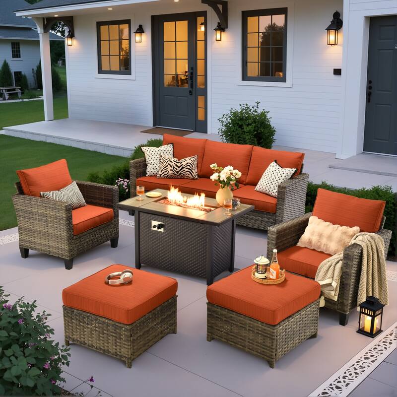 OVIOS 6 Pieces Patio Furniture Set with Fire Pit