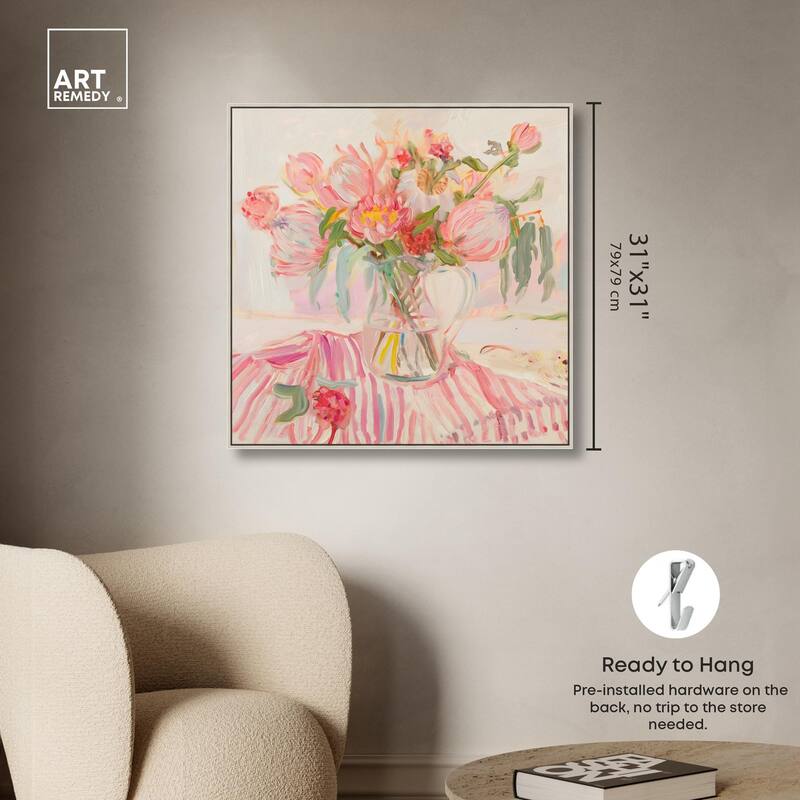 Candy Stripe Bloom Canvas by Art Remedy