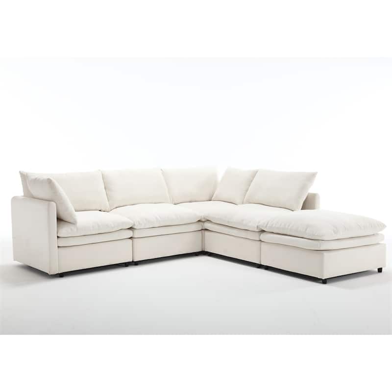 Modern 5-seat U-shaped Sectional Sofa with Chaise Lounge