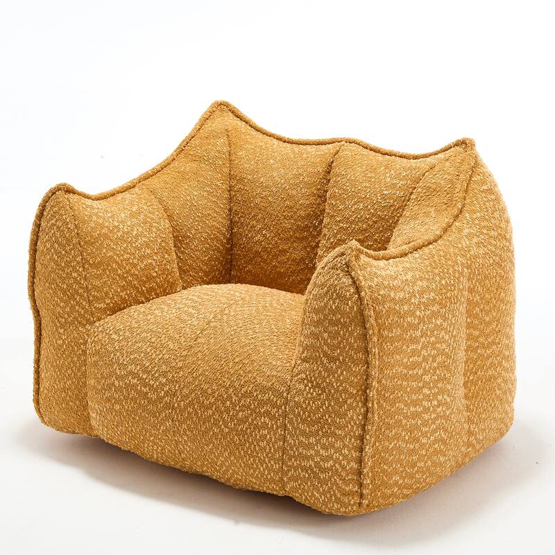 Chenille Square Bean Bag Chair, High Resilience Foam Lounge Chair, Cozy Aldult Lazy Sofa with Curved Armrests and Backrest
