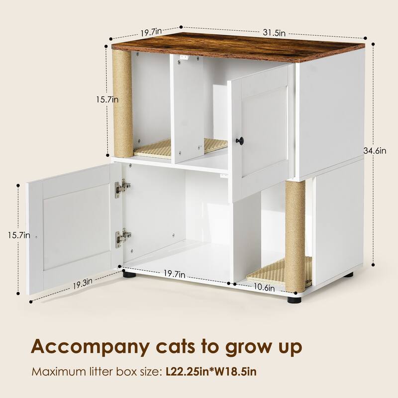 Cat Litter Box Enclouse,Cat Litter Box Enclosure for 2 Cats,Cat Litter Cabinet,Litter Box Enclosure with Shelve