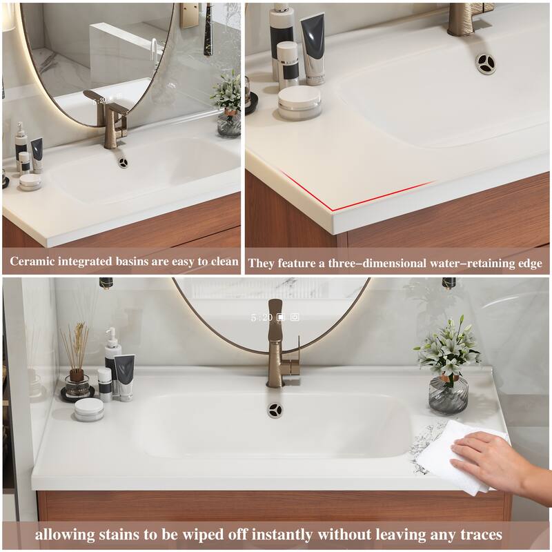 35.4" Single Bathroom Vanity with Integrated Ceramic Undermount Sink