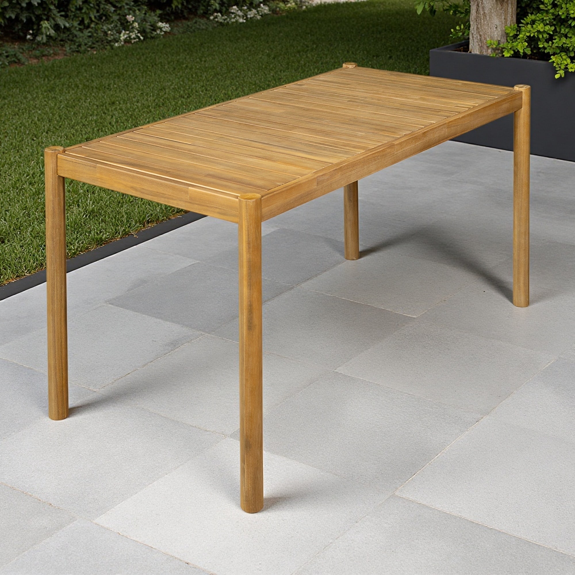 Outdoor Acacia Wood Dining Table with Sturdy Frame for Patio, Garden