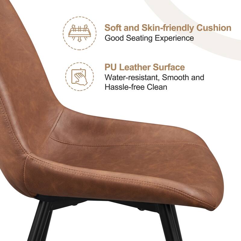 Yaheetech 2PCS Faux Leather Dining Chairs with Metal Legs for Kitchen Dining Room
