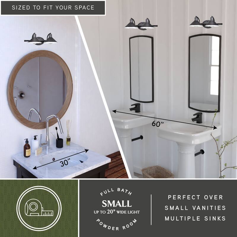 Akron 2 Light Farmhouse Barn Bathroom Vanity Fixture