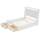 preview thumbnail 10 of 10, Queen Platform Kids Bed Frame with Upholstered Headboard & Drawers, Antique White