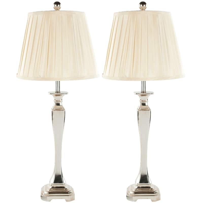 SAFAVIEH Lighting 28-inch Chatham Champagne Silky Table Lamp (Set of 2) - 12"x12"x27"