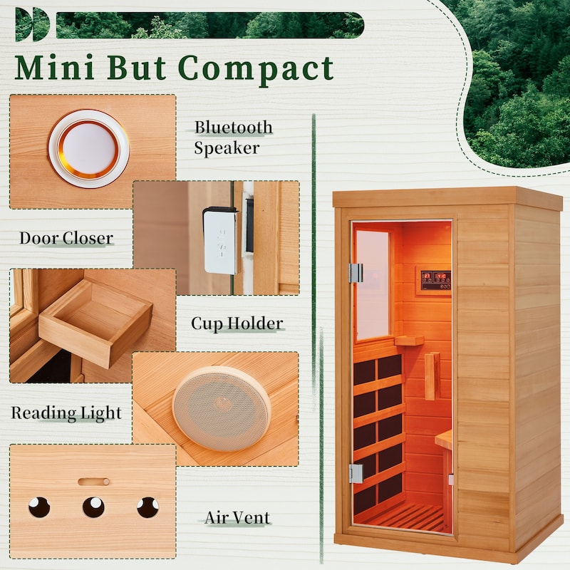 Infrared Sauna up to 4 Person with 15 Minutes Warm-up Heater Tube & Carbon Plate