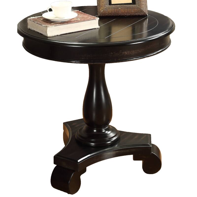 Transitional Round Wood Pedestal Side Table, Perfect for Living Room