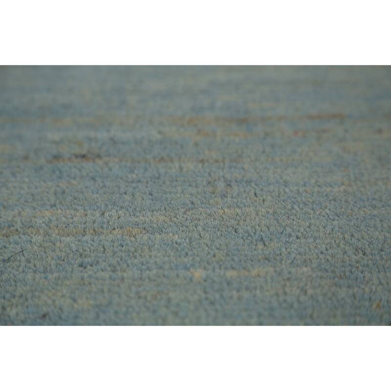 Light Blue Gabbeh Oriental Runner Rug Handmade Wool Carpet - 3'3" x 6'6"