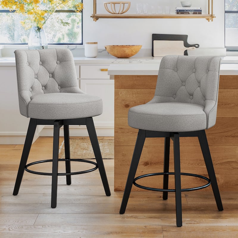 LUE BONA 26" Counter Height Bar Stools Swivel Bar stool with Backs - 26" H