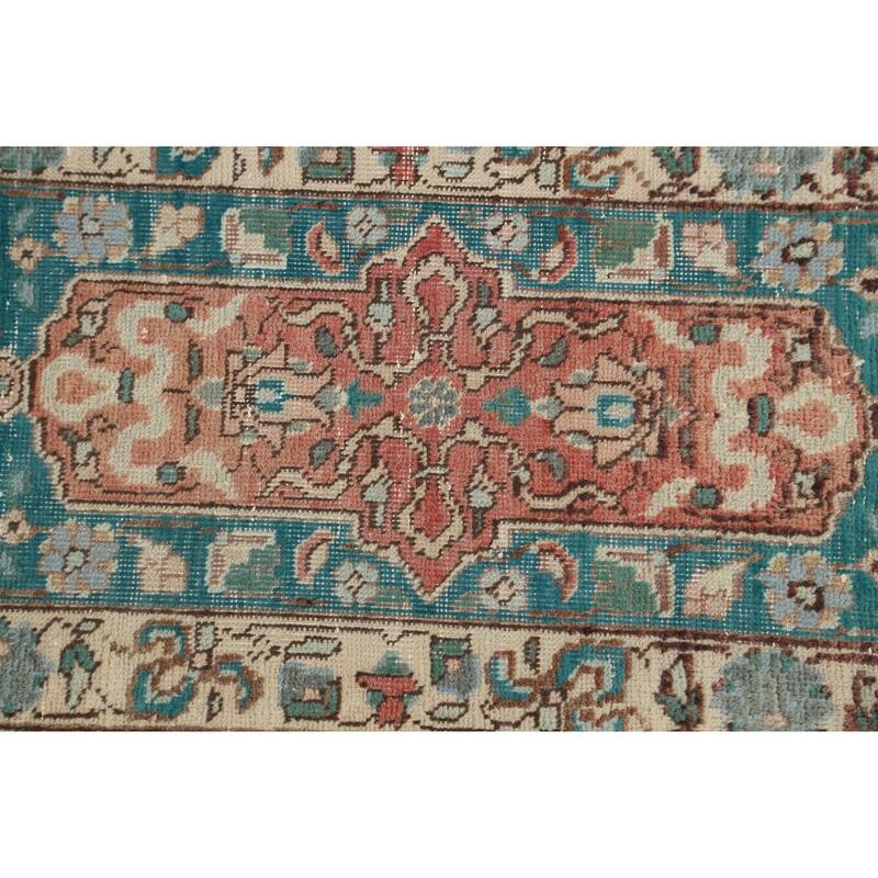Distressed Floral Tabriz Persian Area Rug Hand-knotted Wool Carpet - 7'9" x 10'8"