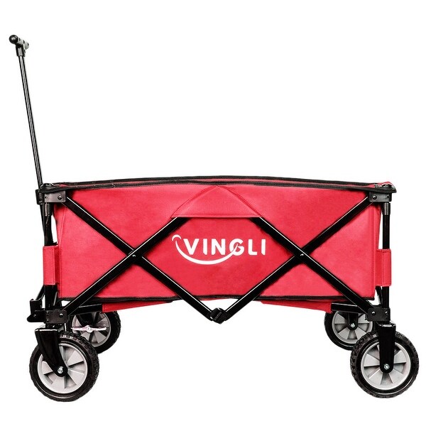 Collapsible Outdoor Utility Wagon Red Capacity 150 lbs On