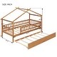 preview thumbnail 69 of 83, Montessori Bed House Bed with Trundle Bed and Headboard, Wood Daybed Platform Bed Frame No Box Spring Needed for Boys Girls