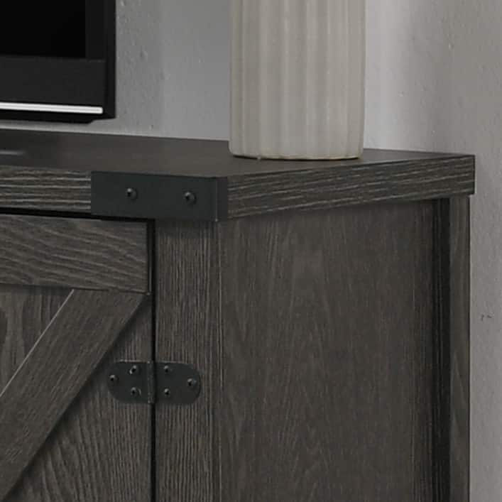 TV Stand with 2 Open Shelves and 2 Cabinets - Grey