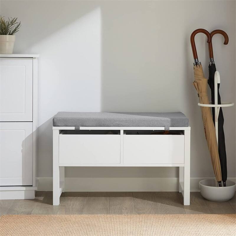 Shoe Bench with 2 Sliding-Drawers - 11.8 x 28.3 x 18.1 