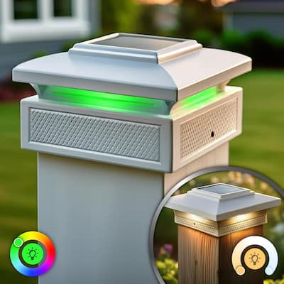 Smart Solar Powered Outdoor Post Cap Light - 6" - White