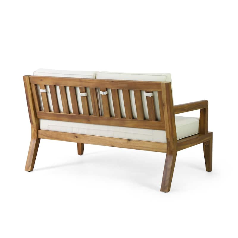 Rossville Outdoor Acacia Wood Loveseat and Coffee Table Set by Christopher Knight Home