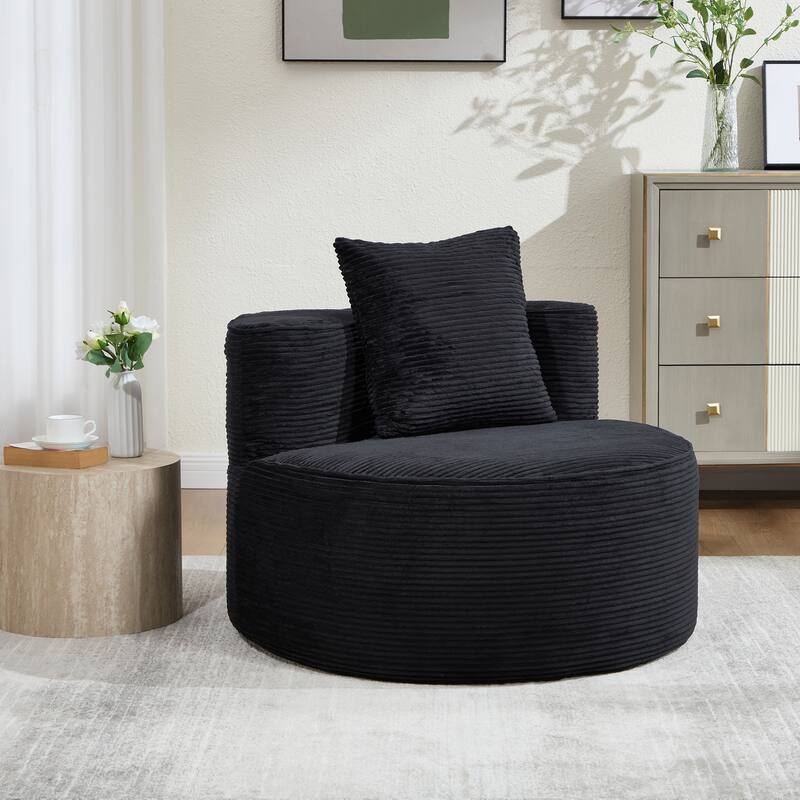 Plush Lounger Soft Sofa No Assembly Required - Black