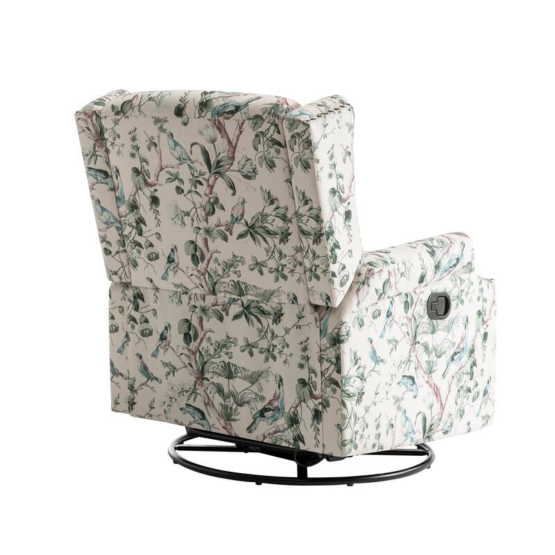 Linen Manual Swivel Base Recliner Chair with Footrest