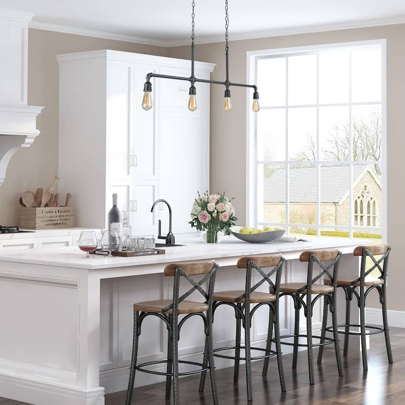 The Gray Barn Heavenly Winds Industrial 4-light Linear Island Chandelier - L44" x W2" x H16.5"