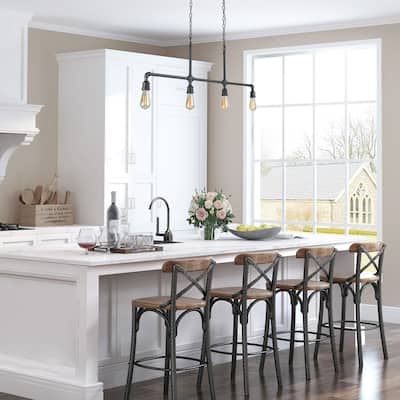 The Gray Barn Heavenly Winds Industrial 4-light Linear Island Chandelier - L44" x W2" x H16.5"