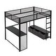 preview thumbnail 28 of 28, LED Design Full Size Metal Loft Bed with Desk,Open Wardrobe and 3 Linen Storage Drawers