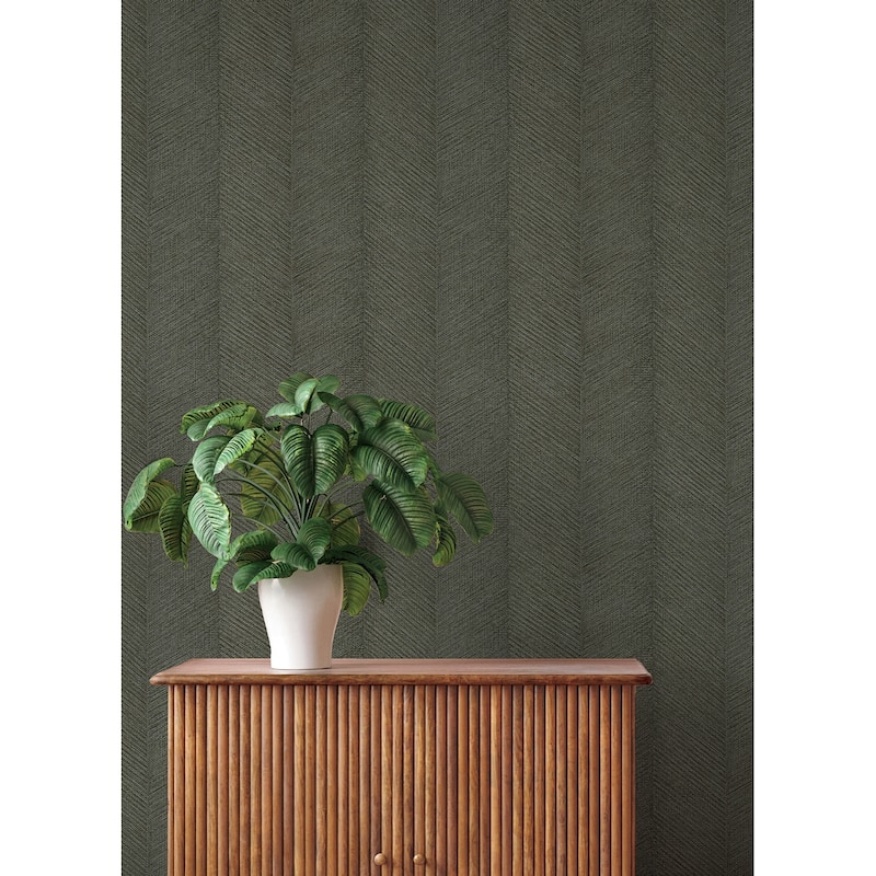 A-Street Prints Ione Evergreen Textured Chevron Wallpaper