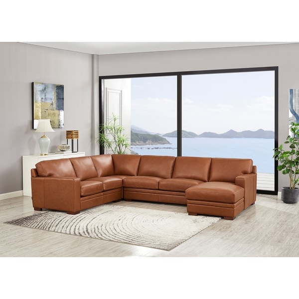 Leather sectional sofa with deals left facing chaise