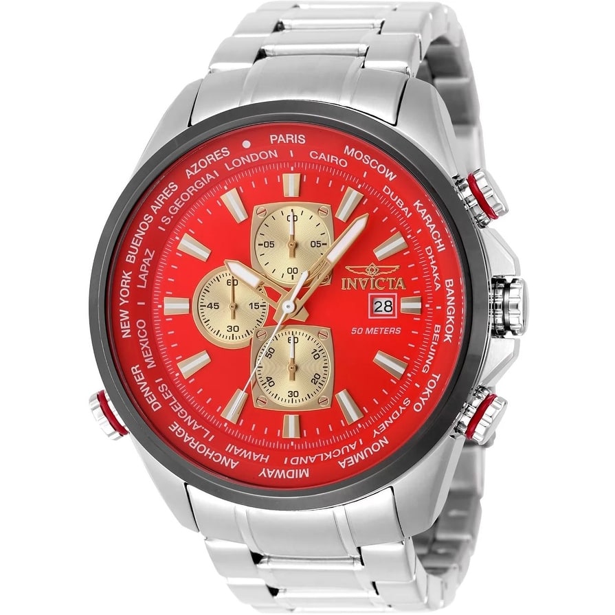 Invicta Men's 50502 Aviator Quartz VD57 Red Dial Watch