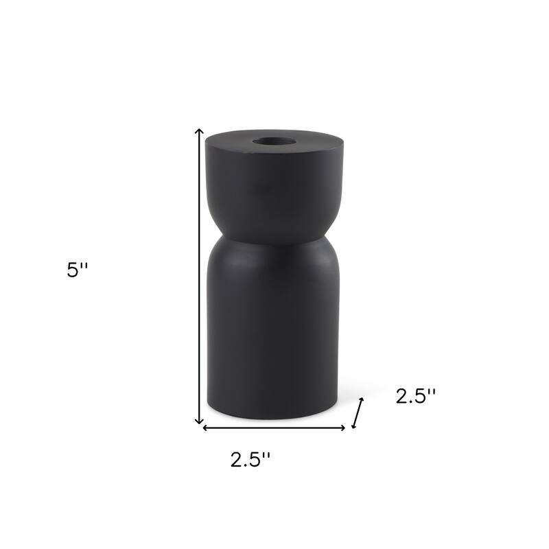 5" Black Metal Tabletop Pillar Candle Holder
