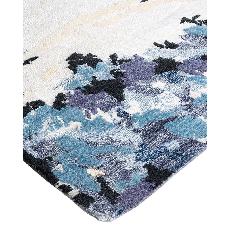 Modern One-of-a-Kind Hand-Knotted Area Rug - Gray, 9' 0" x 12' 1" - 9' 0" x 12' 1"