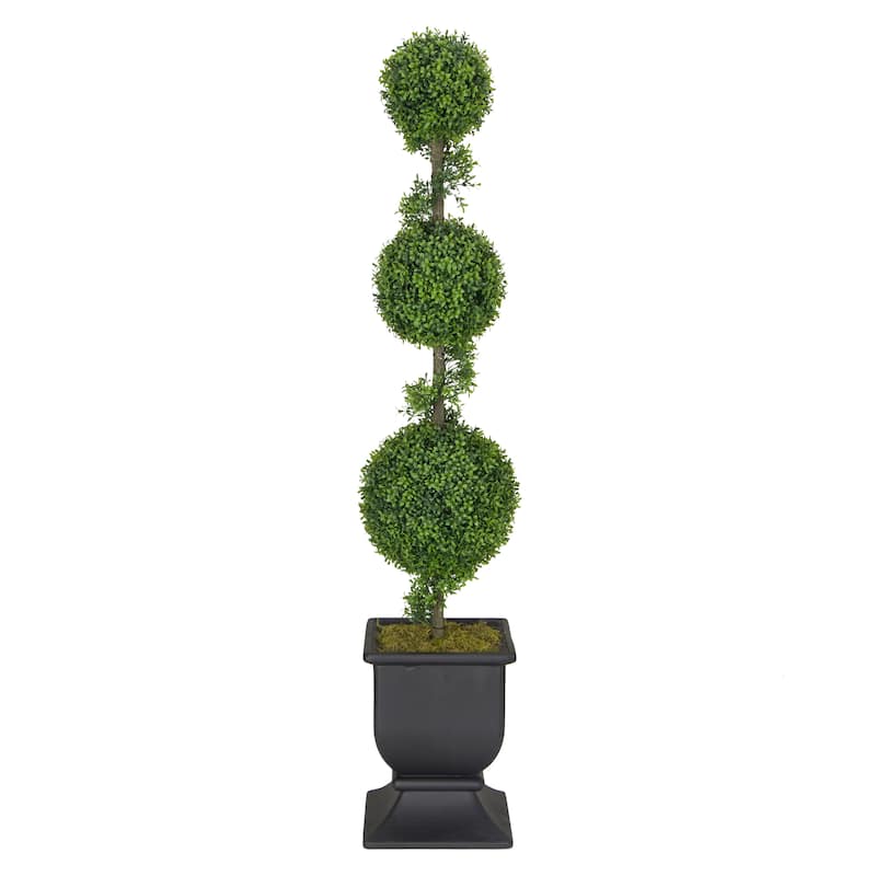 Puleo International 60" Topiary Triple Ball Boxwood Artificial Tree