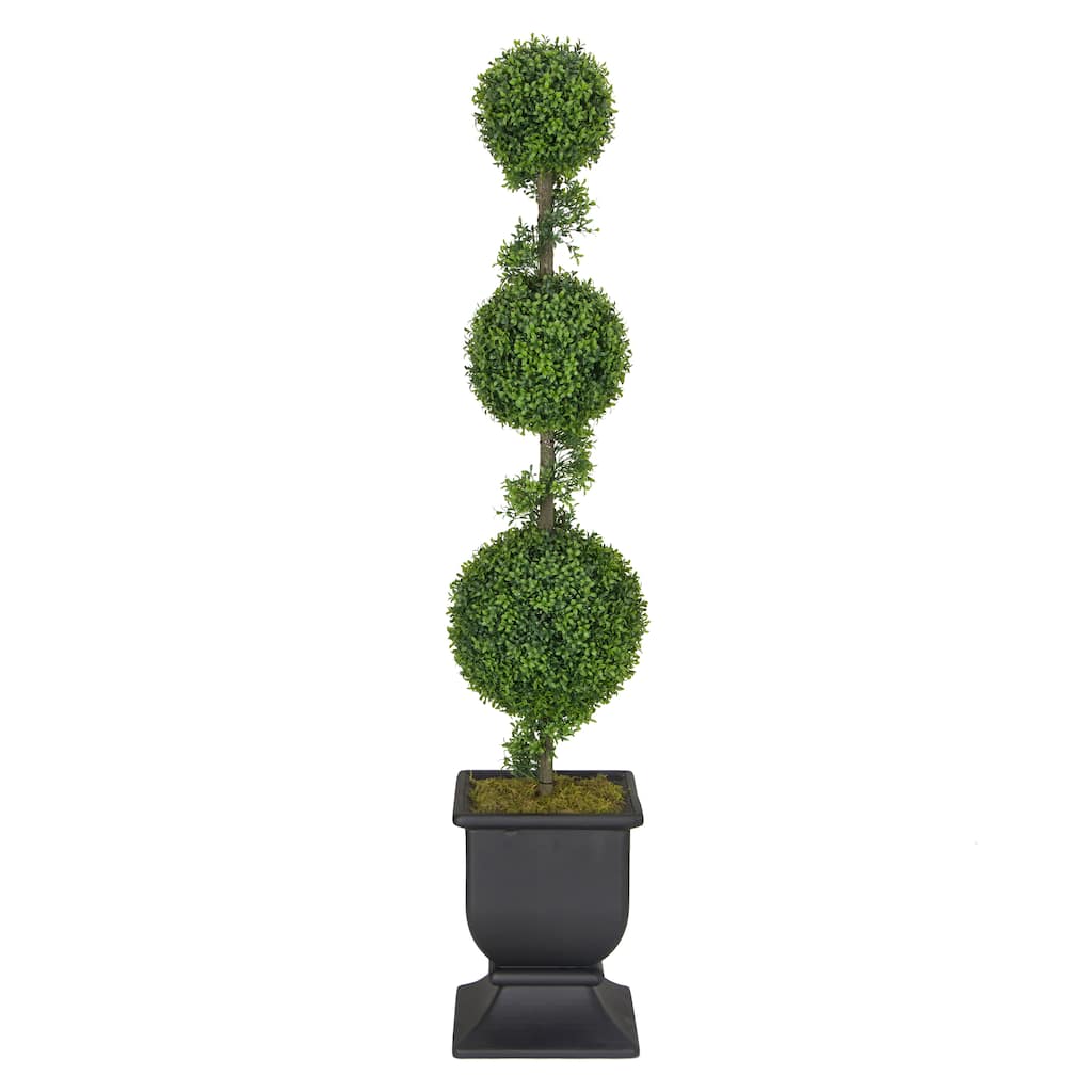 Puleo International 60" Topiary Triple Ball Boxwood Artificial Tree