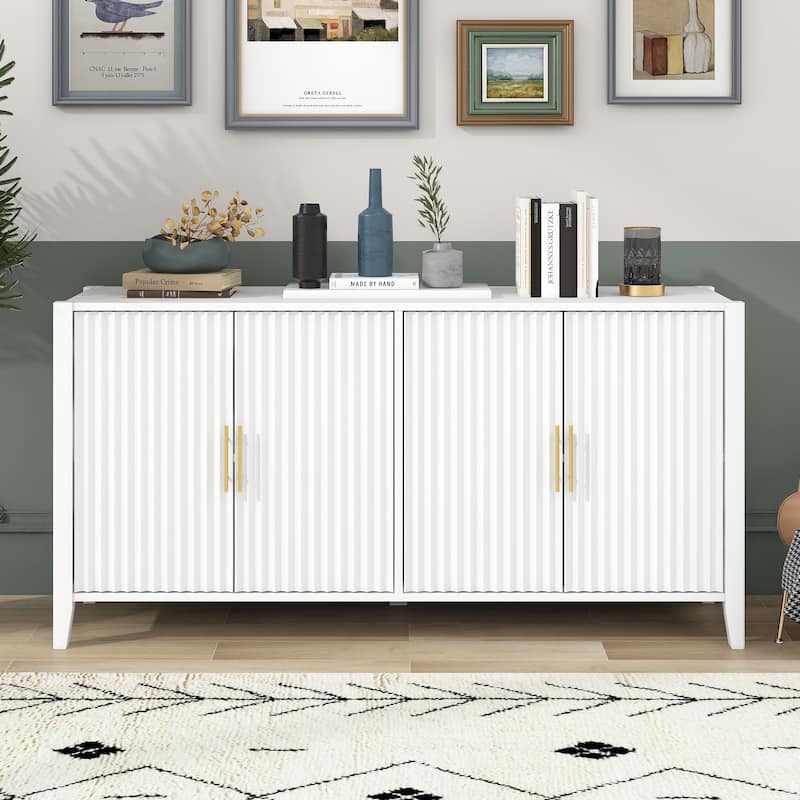 Classic Style Wooden Storage Cabinet - Timeless Design with Metal Handles.