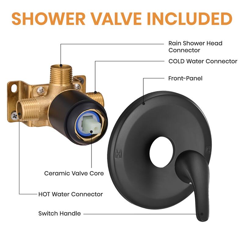 Modern Black Concealed Shower System with Three-Function Handheld Shower
