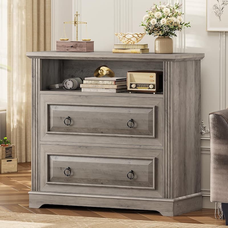 2 Drawer File Cabinet Printer Stand Storage Shelf Filing Cabinet - Grey