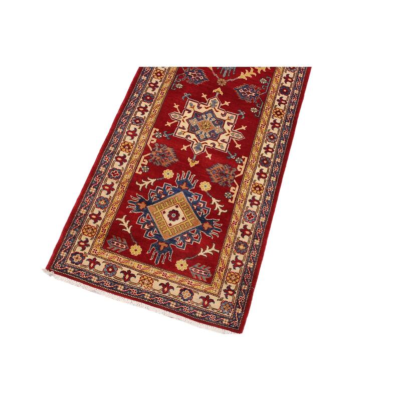 Rustic Kazak Randy Red/Natural Wool Runner - 2'8'' x 9'9''